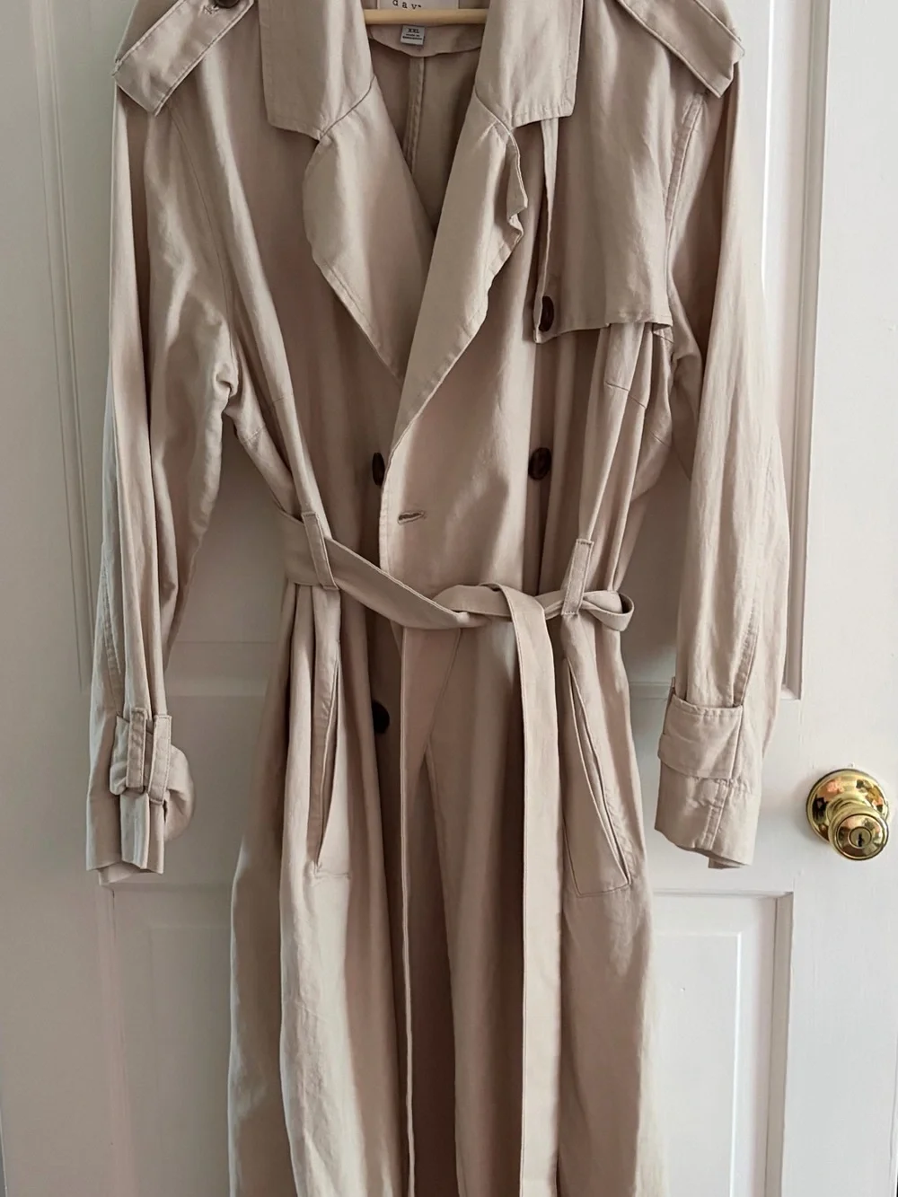 NWOT A New Day Women's Linen Blend Trench Coat with Belt XXL